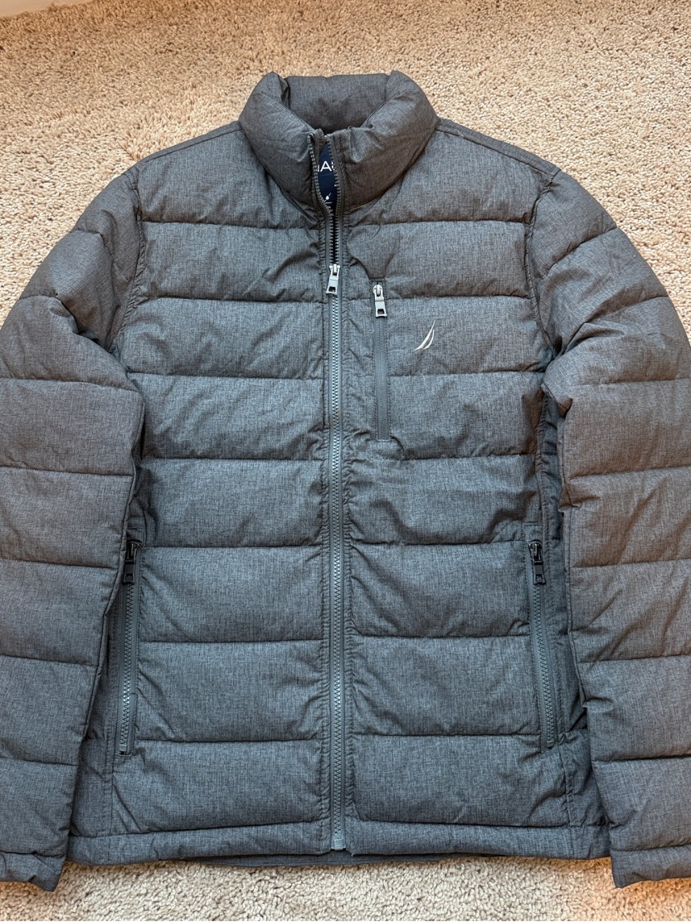 Nautica Men's Charcoal Grey Quilted Puffer Jacket